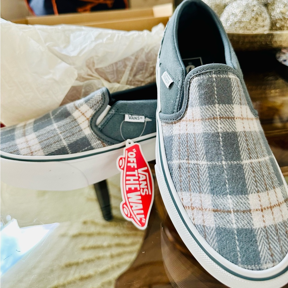 VANS Women's Asher Platforms plaid mix dark gray